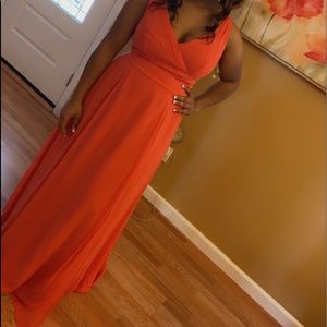 Dark Orange V shape Bridesmaid dress!